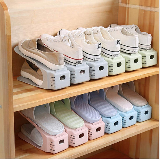 Plastic Shoe Organizer Space Saver Double Deck Shoe Rack ( pack of 1 )